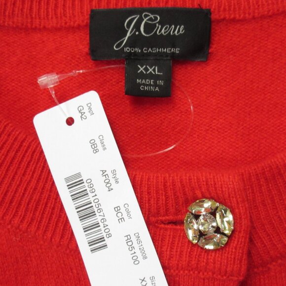 NWT J.Crew Everyday Cashmere Cardigan Bright Cerise Jeweled Buttons Sweater XXL - Picture 3 of 5